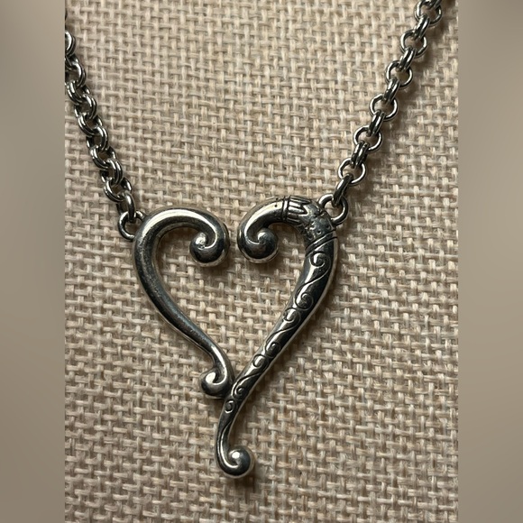 Brighton Adore Me Heart Necklace Silver Plate Vintage - Picture 9 of 11